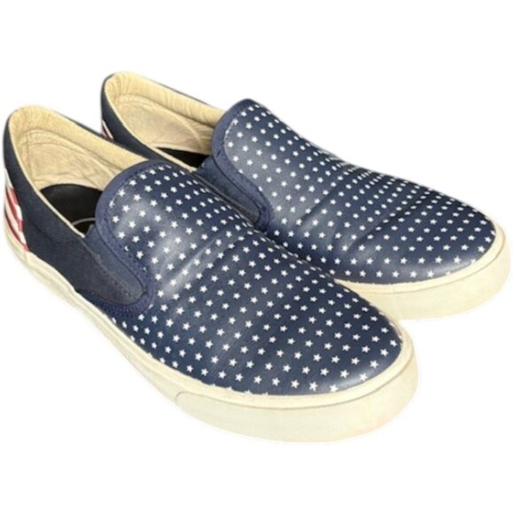 Inkkas Handmade Slip On Sneakers American Flag Patriotic - Red/White/Blue - 10 - Picture 1 of 11